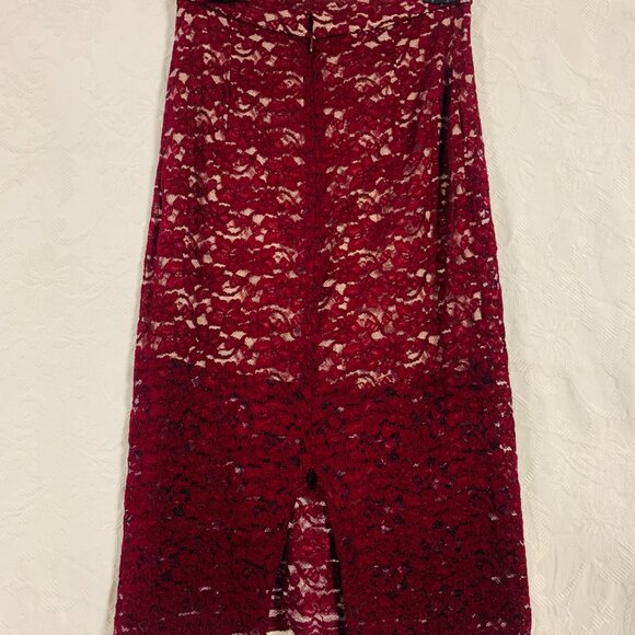 Babaton Burgundy Lace Skirt (KM0066) - Picture 2 of 3